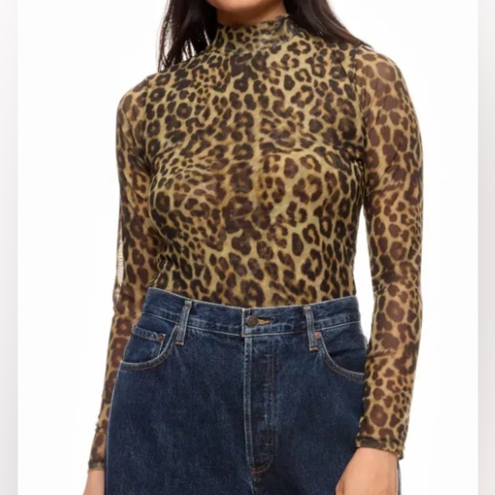 Ronny Kobo Collection Leopard Print Mesh Blouse
